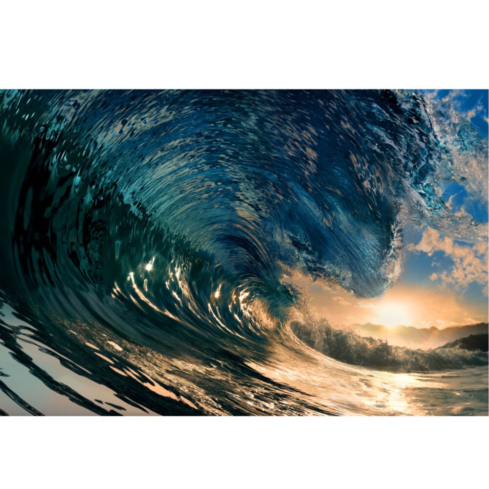 ocean wave at sunset