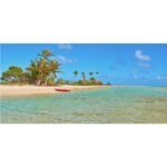 Kayak on a Polynesian Beach – Tropical Canvas Wall Art - Eric Trudel